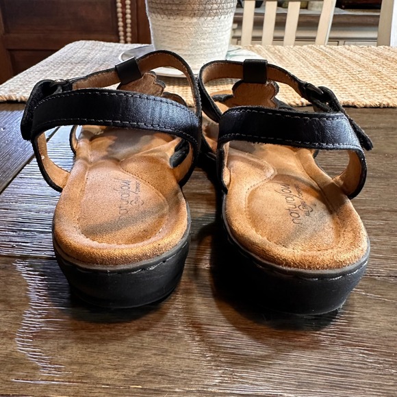 Natural Soul Barroll Black Leather Flower Detail Ankle Strap Sandals US 9.5M‎ - Picture 5 of 10